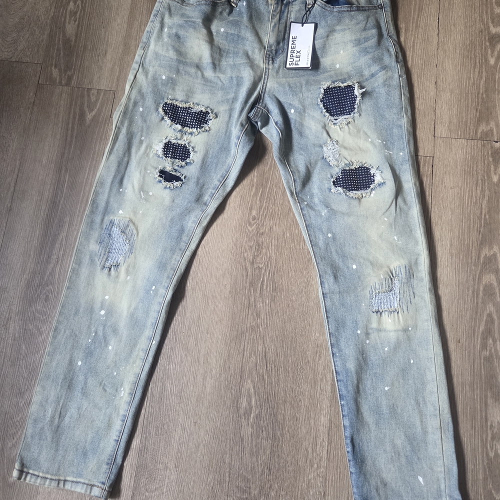 Rue21 Men's Slim Fit Ripped Jeans - Light Blue